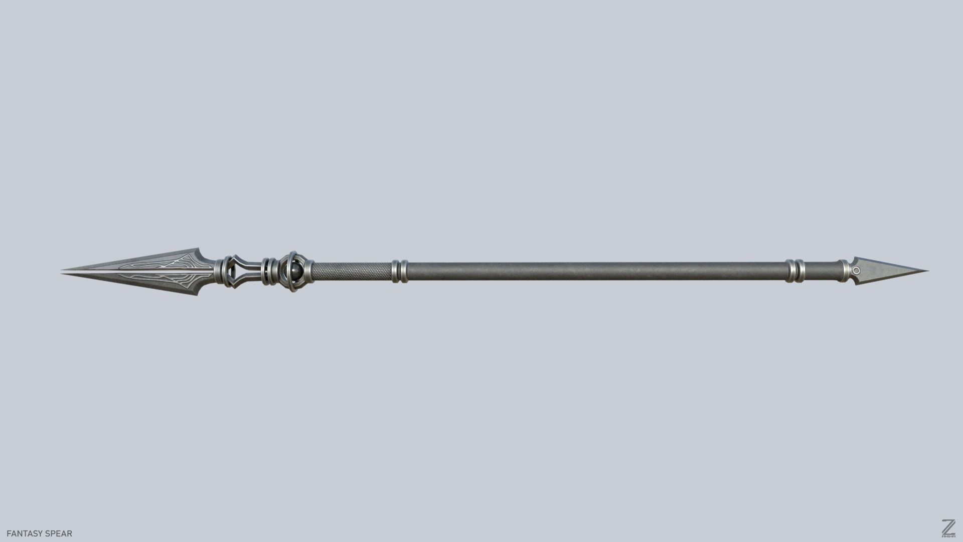 Fantasy spear Low-poly 3D model_7