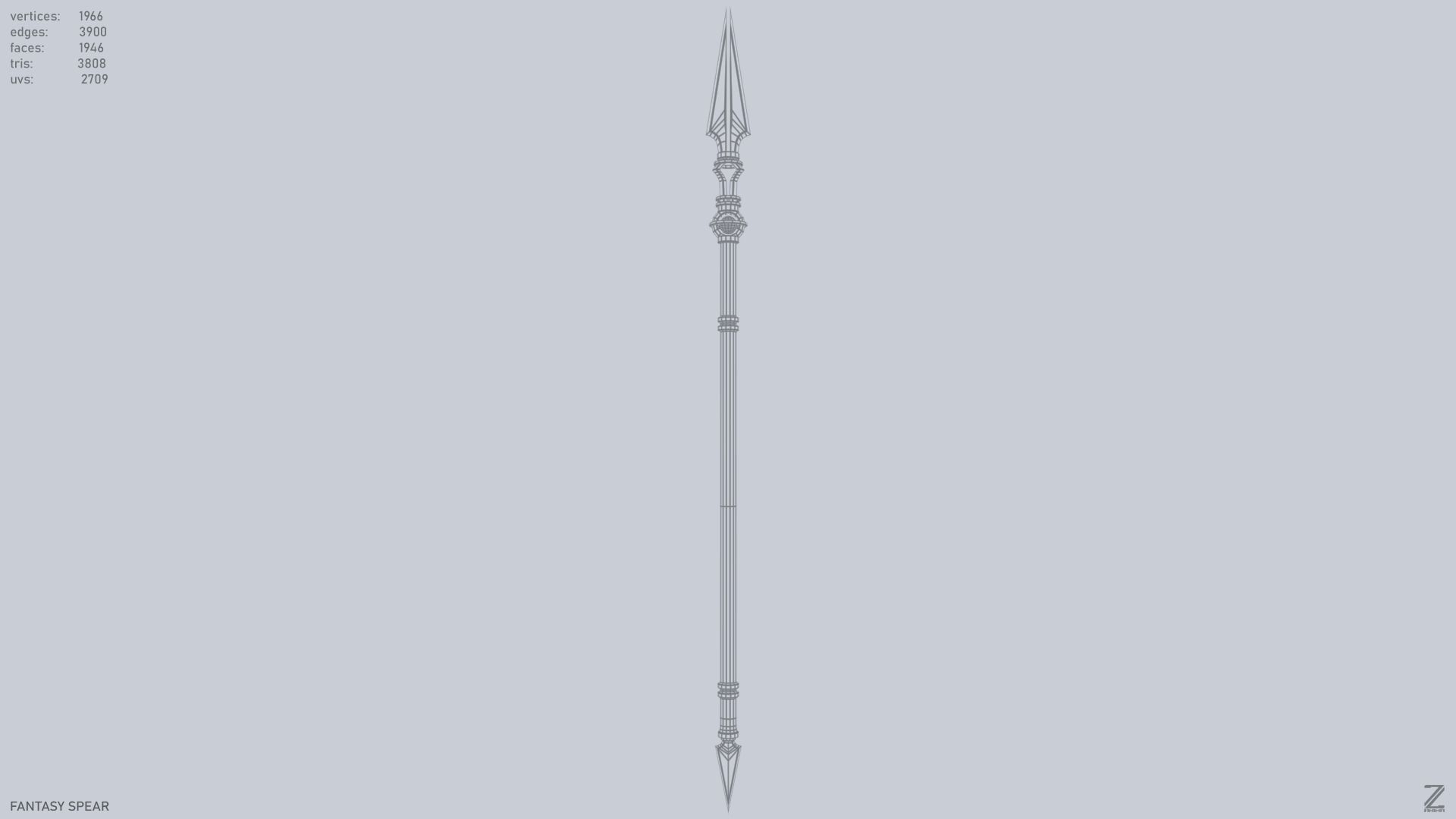 Fantasy spear Low-poly 3D model_10