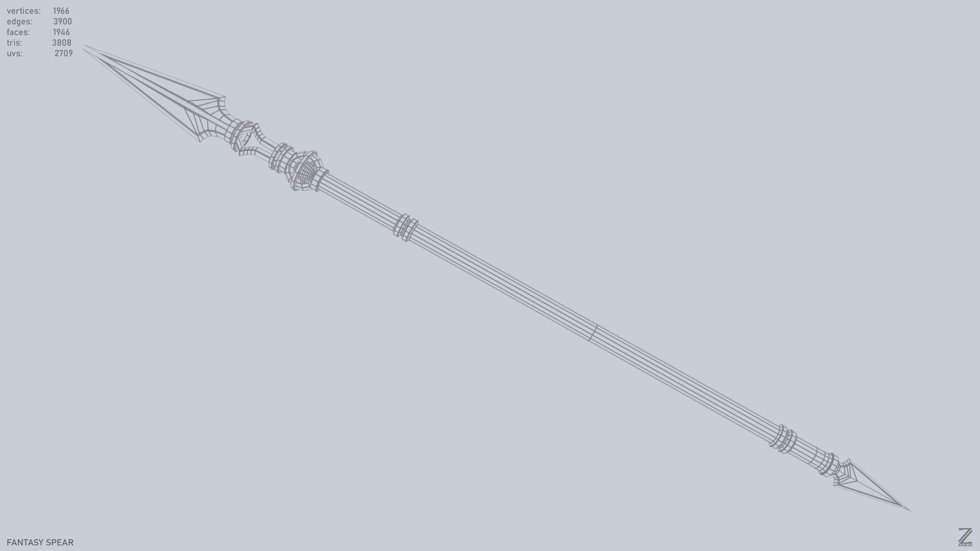 Fantasy spear Low-poly 3D model_3