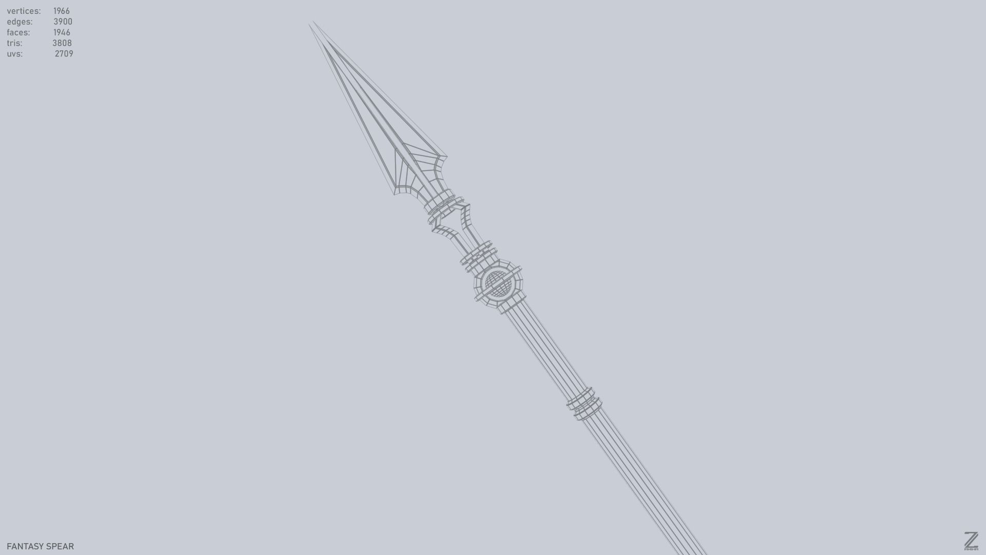 Fantasy spear Low-poly 3D model_11