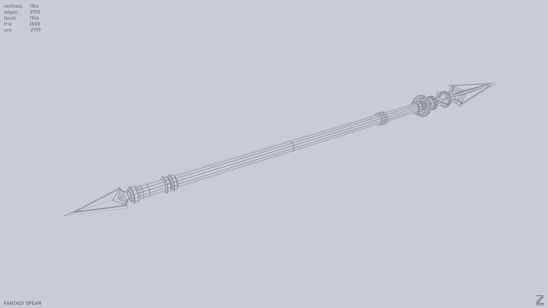 Fantasy spear Low-poly 3D model_15