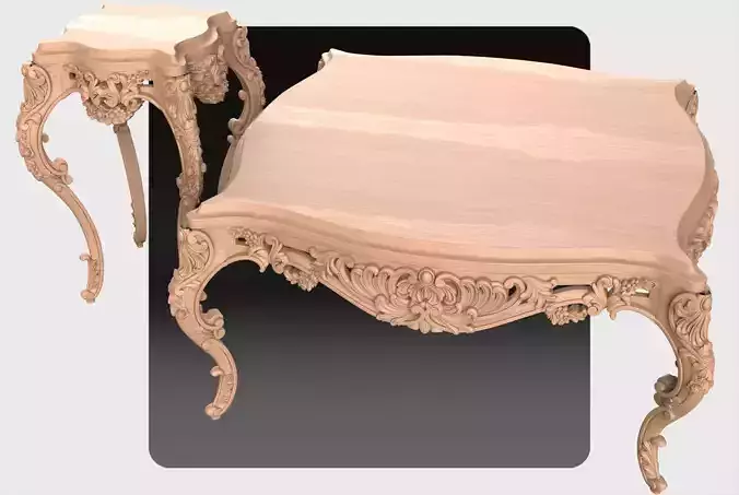 Carved tea table for CNC 01