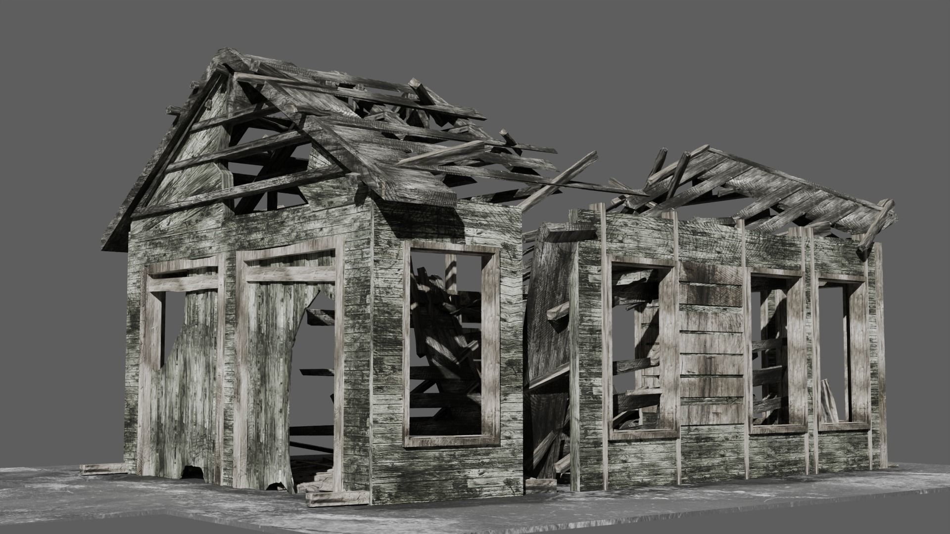 Abandoned old house - realistic low poly Low-poly 3D model_12