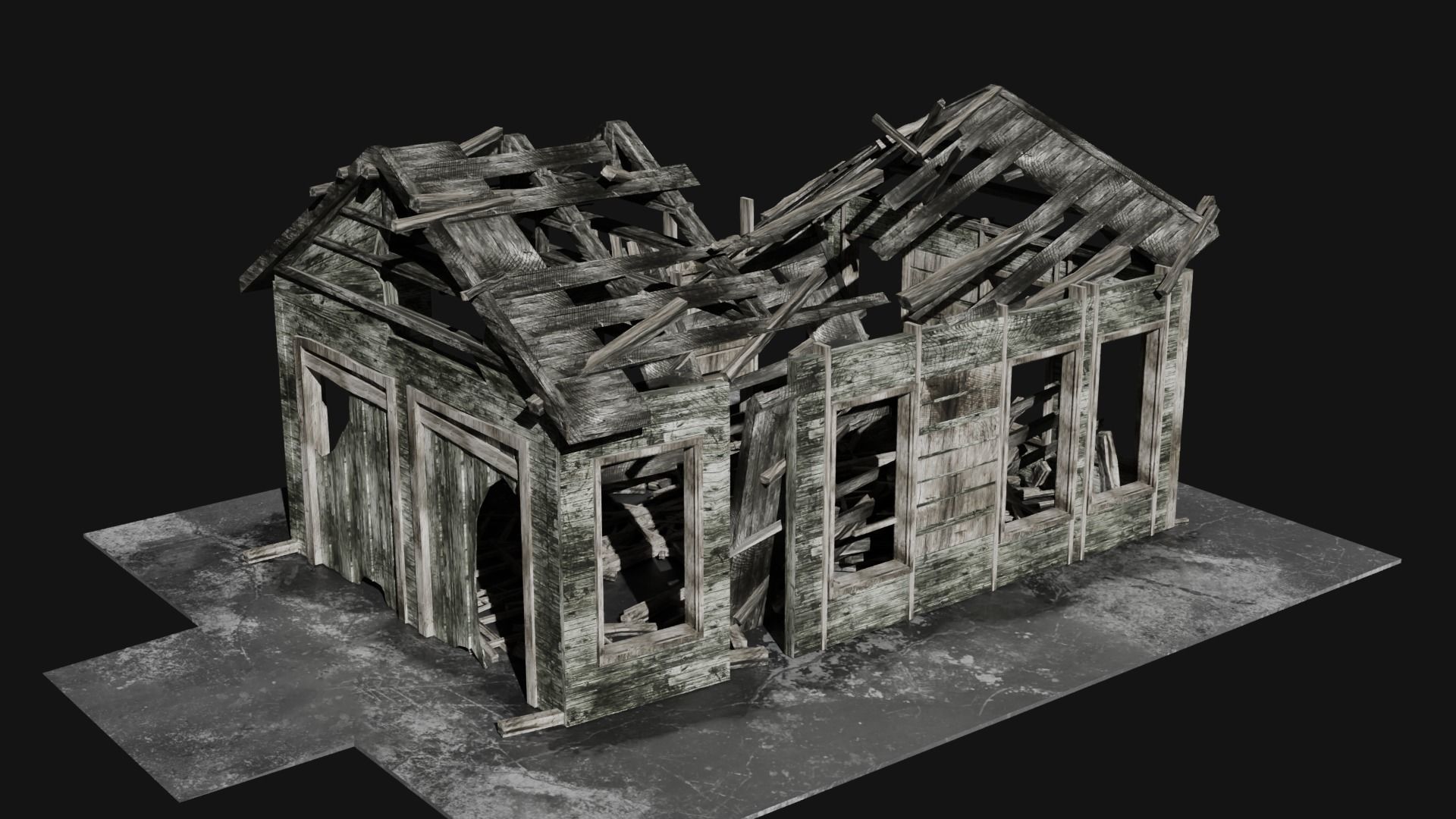 Abandoned old house - realistic low poly Low-poly 3D model_5