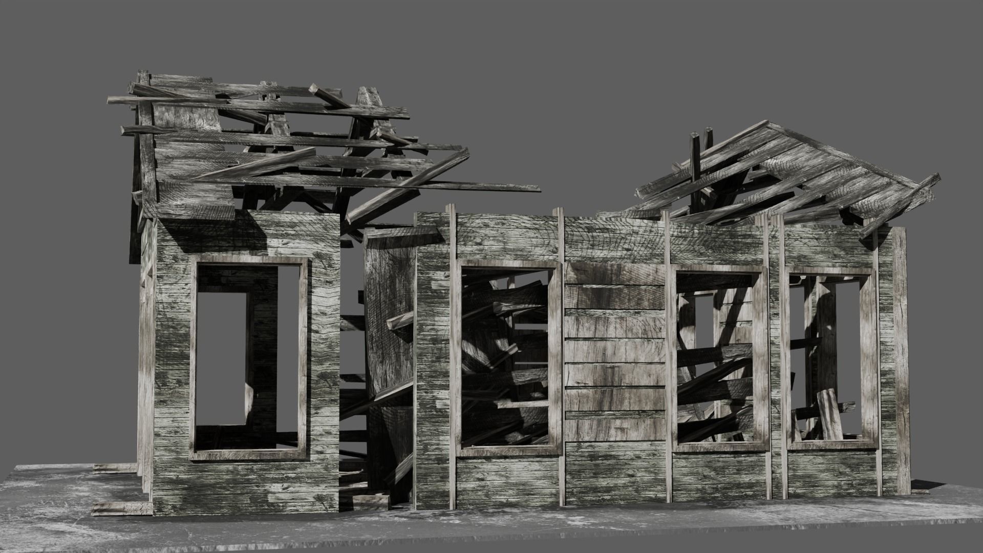 Abandoned old house - realistic low poly Low-poly 3D model_2