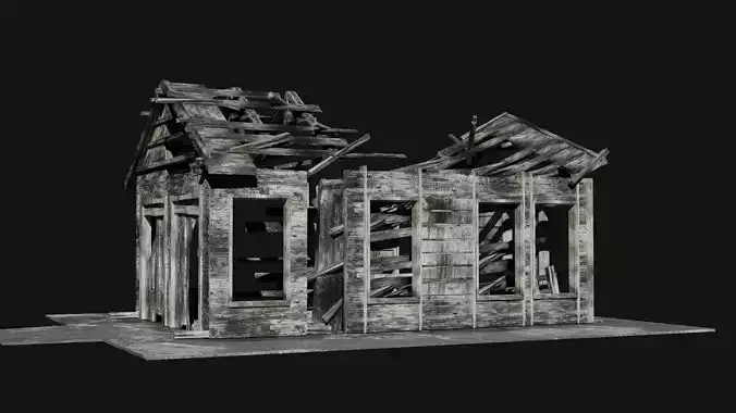 Abandoned old house - realistic low poly Low-poly 3D model