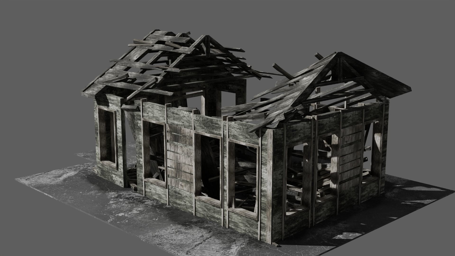 Abandoned old house - realistic low poly Low-poly 3D model_8