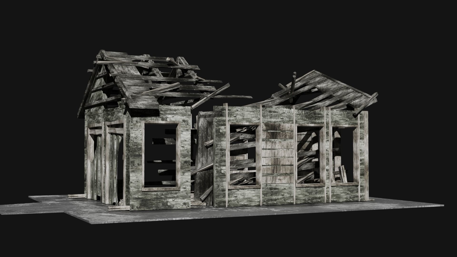 Abandoned old house - realistic low poly Low-poly 3D model_10
