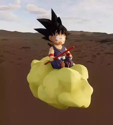 SMALL GOKU FIGURINE LOW POLY 3D model