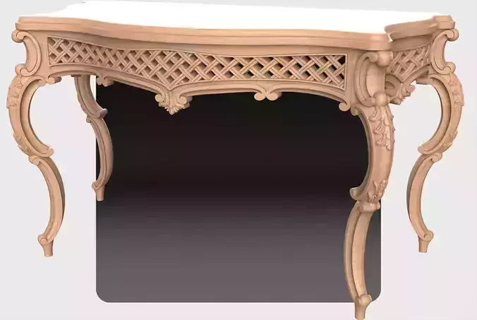 Carved console 4 leg table for CNC 02 3D model