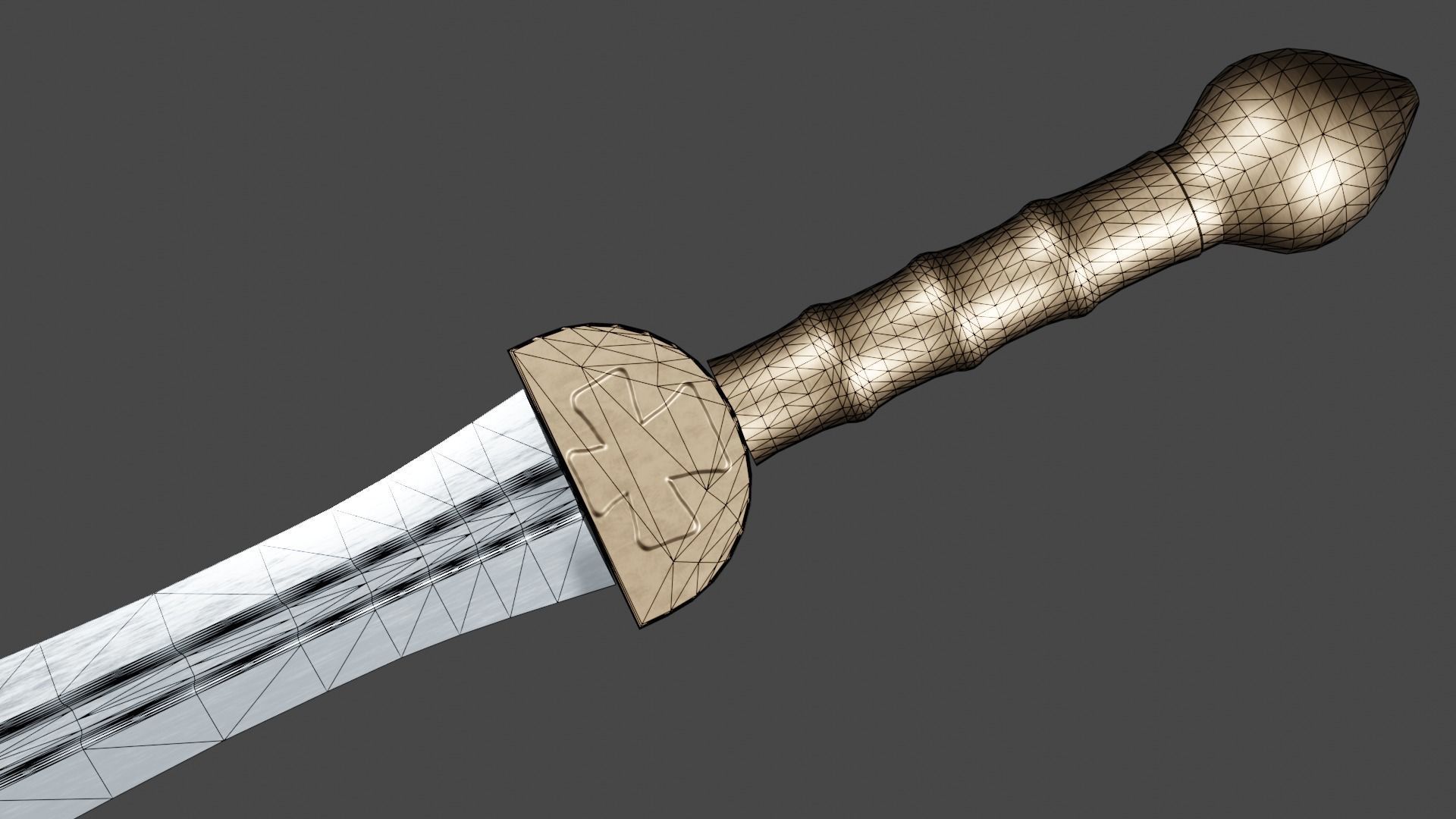 Xyphos sword with Gladius handle Low-poly 3D model_15