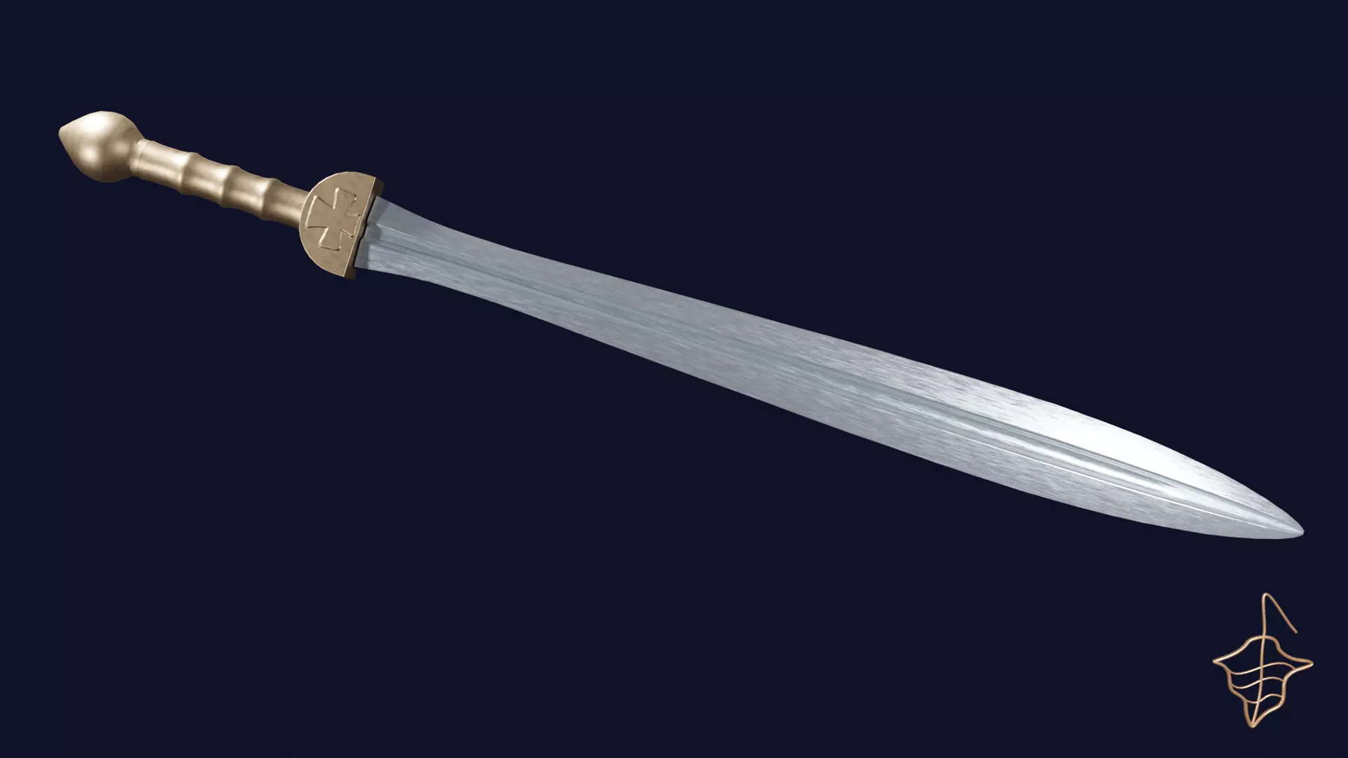 Xyphos sword with Gladius handle Low-poly 3D model_0