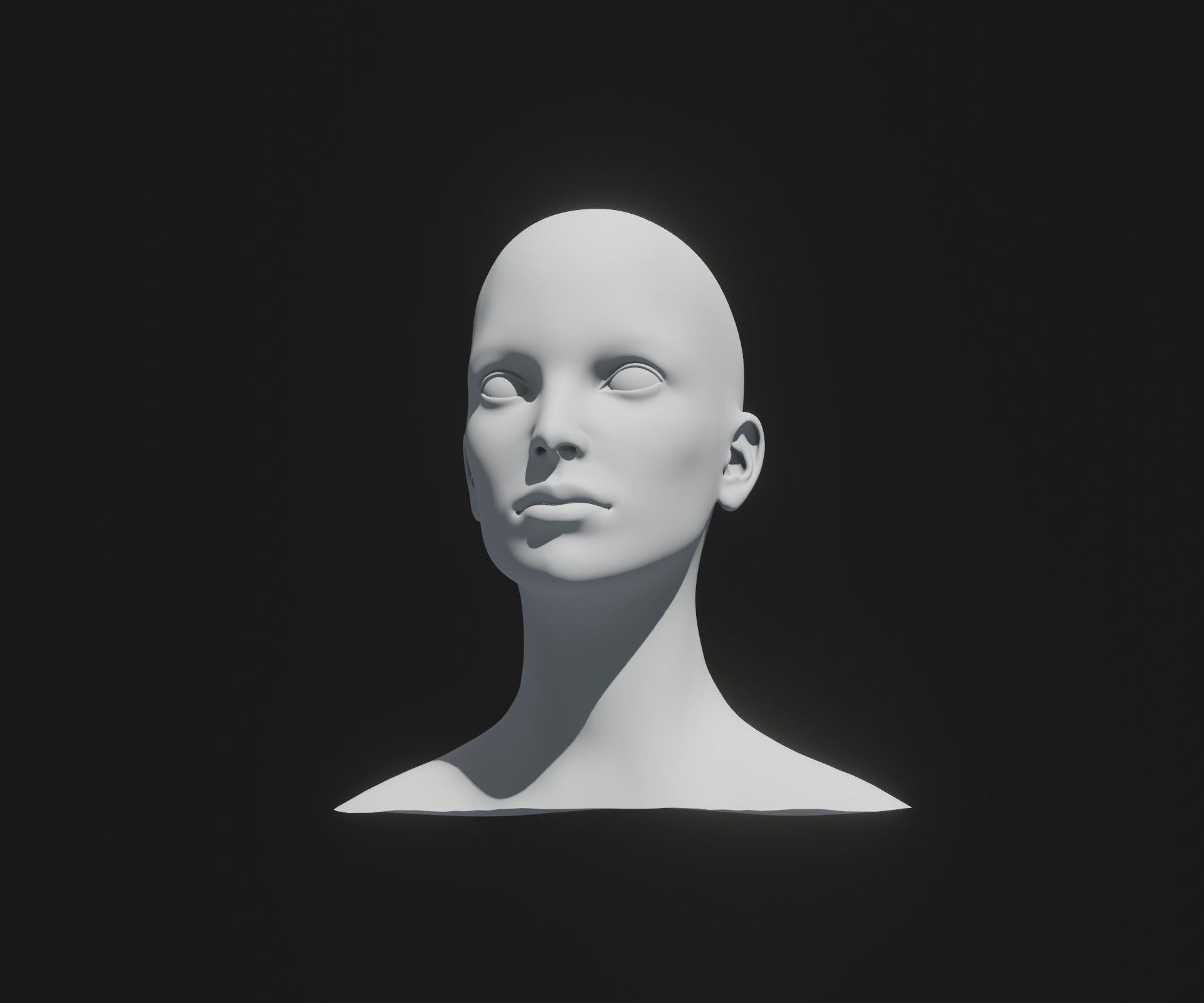 Female Head Base Mesh 3D Model Animated with Facial Expressions Low-poly 3D model_7