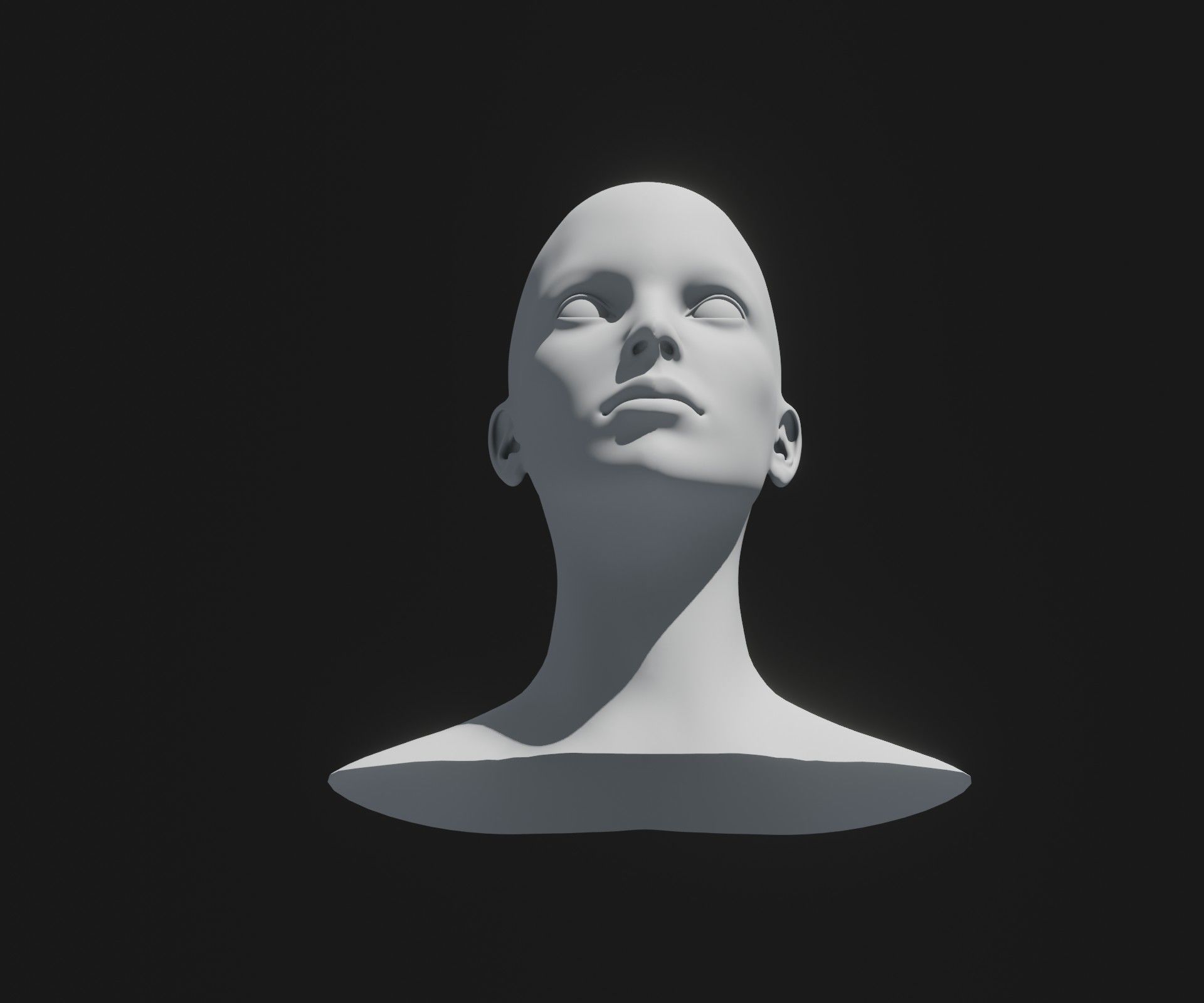 Female Head Base Mesh 3D Model Animated with Facial Expressions Low-poly 3D model_21
