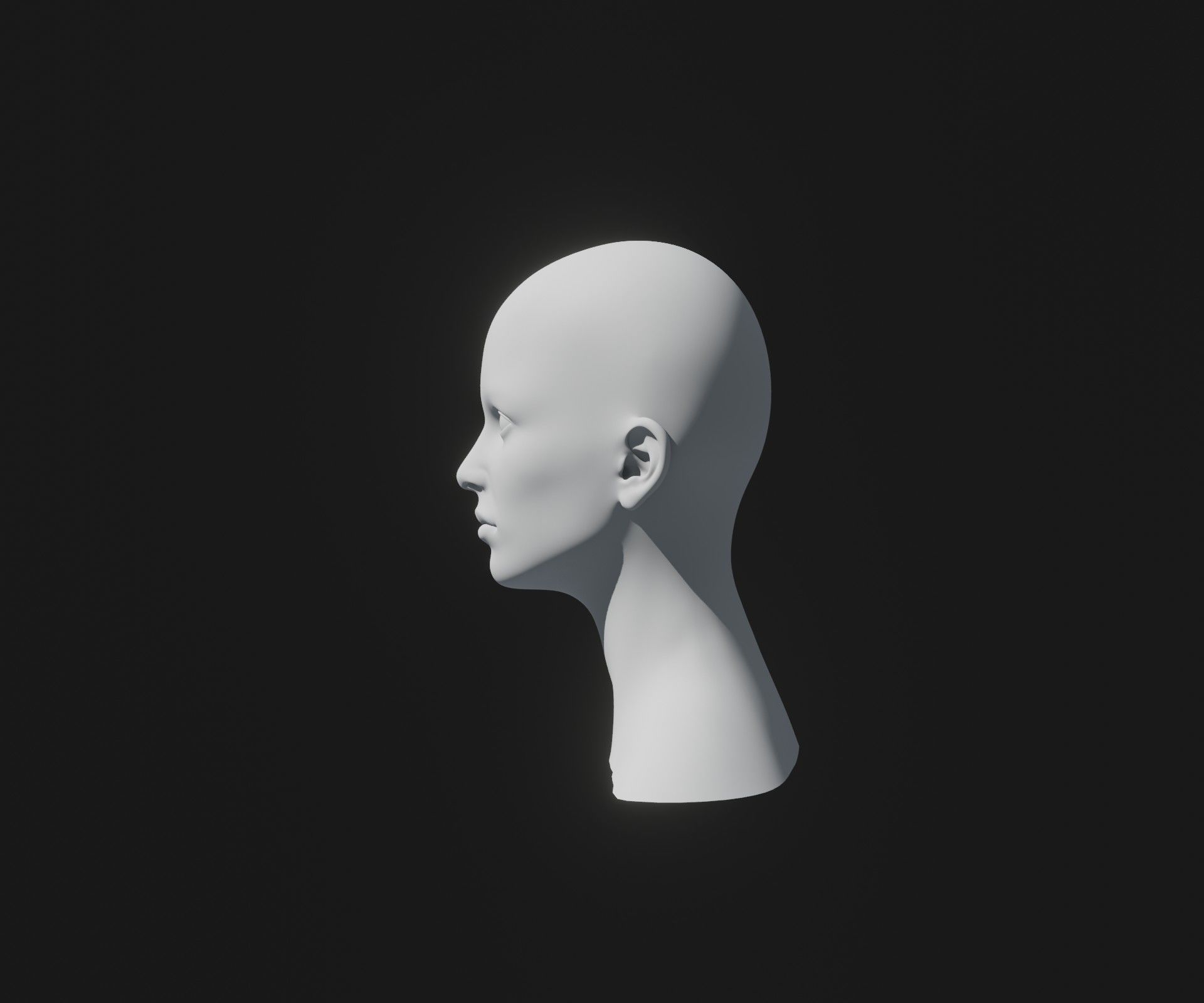 Female Head Base Mesh 3D Model Animated with Facial Expressions Low-poly 3D model_18