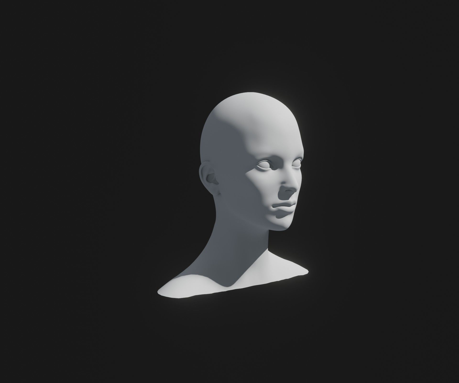 Female Head Base Mesh 3D Model Animated with Facial Expressions Low-poly 3D model_20