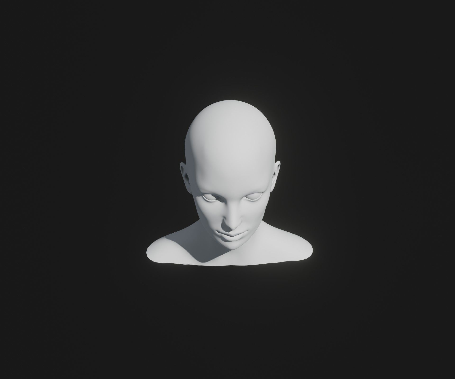 Female Head Base Mesh 3D Model Animated with Facial Expressions Low-poly 3D model_13