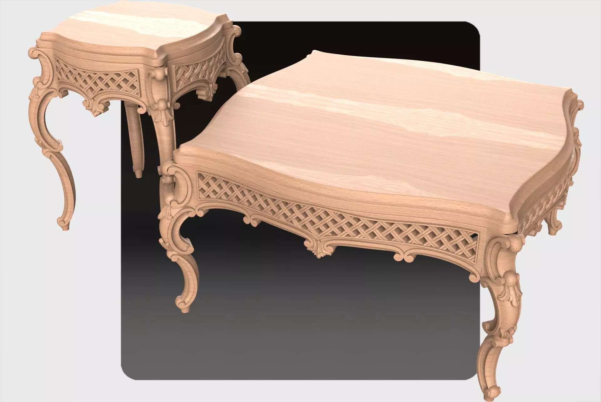 Carved tea table for CNC 02 3D model_0
