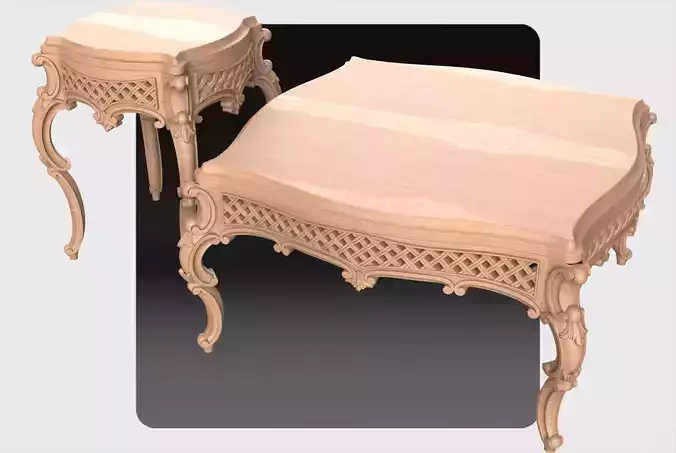 Carved tea table for CNC 02