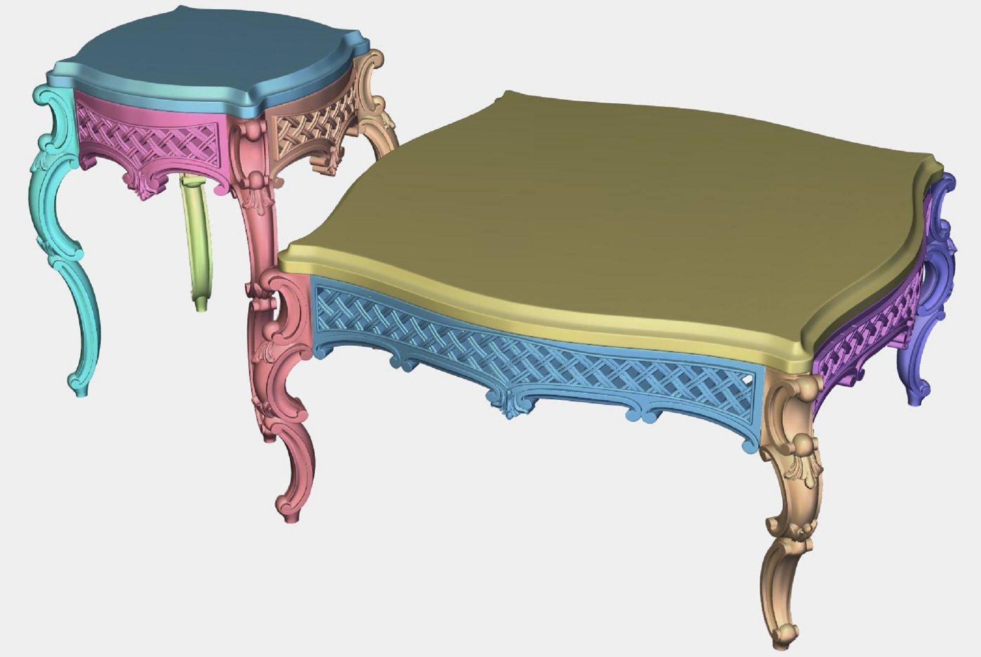 Carved tea table for CNC 02 3D model_4