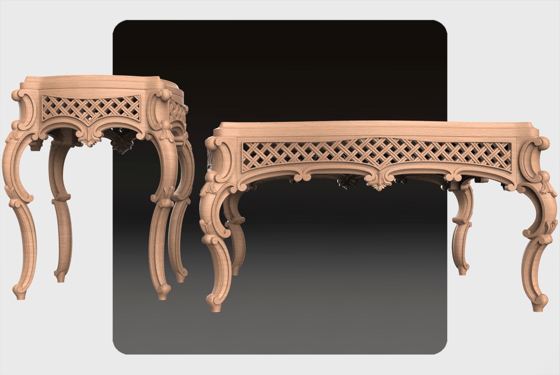 Carved tea table for CNC 02 3D model_1