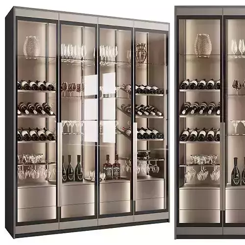 Cupboard With Dishes Wines