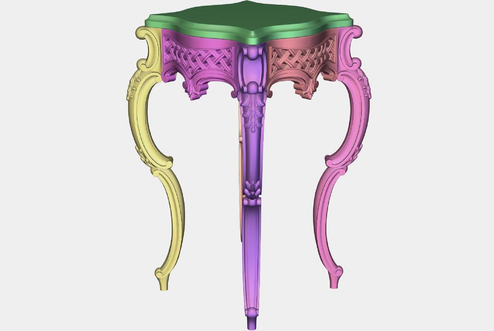 Carved telephone table for CNC 02 3D model_4