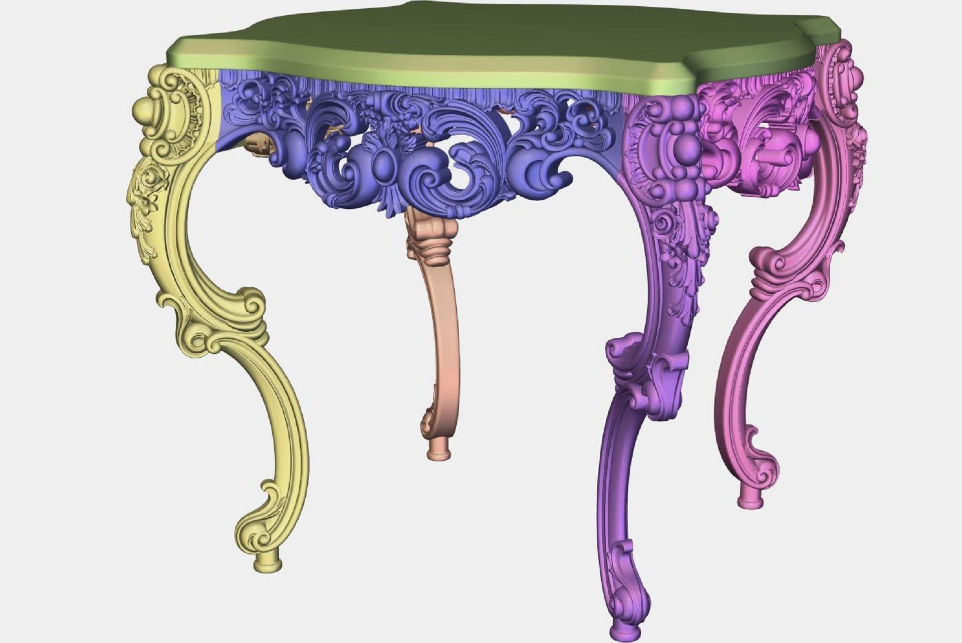 Carved coffee table for CNC 03 3D model_4