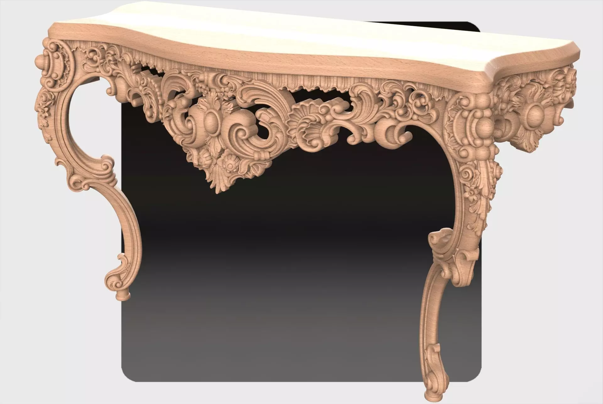 Carved console 2 leg table for CNC 03 3D model_0