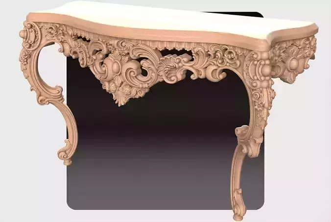 Carved console 2 leg table for CNC 03 3D model