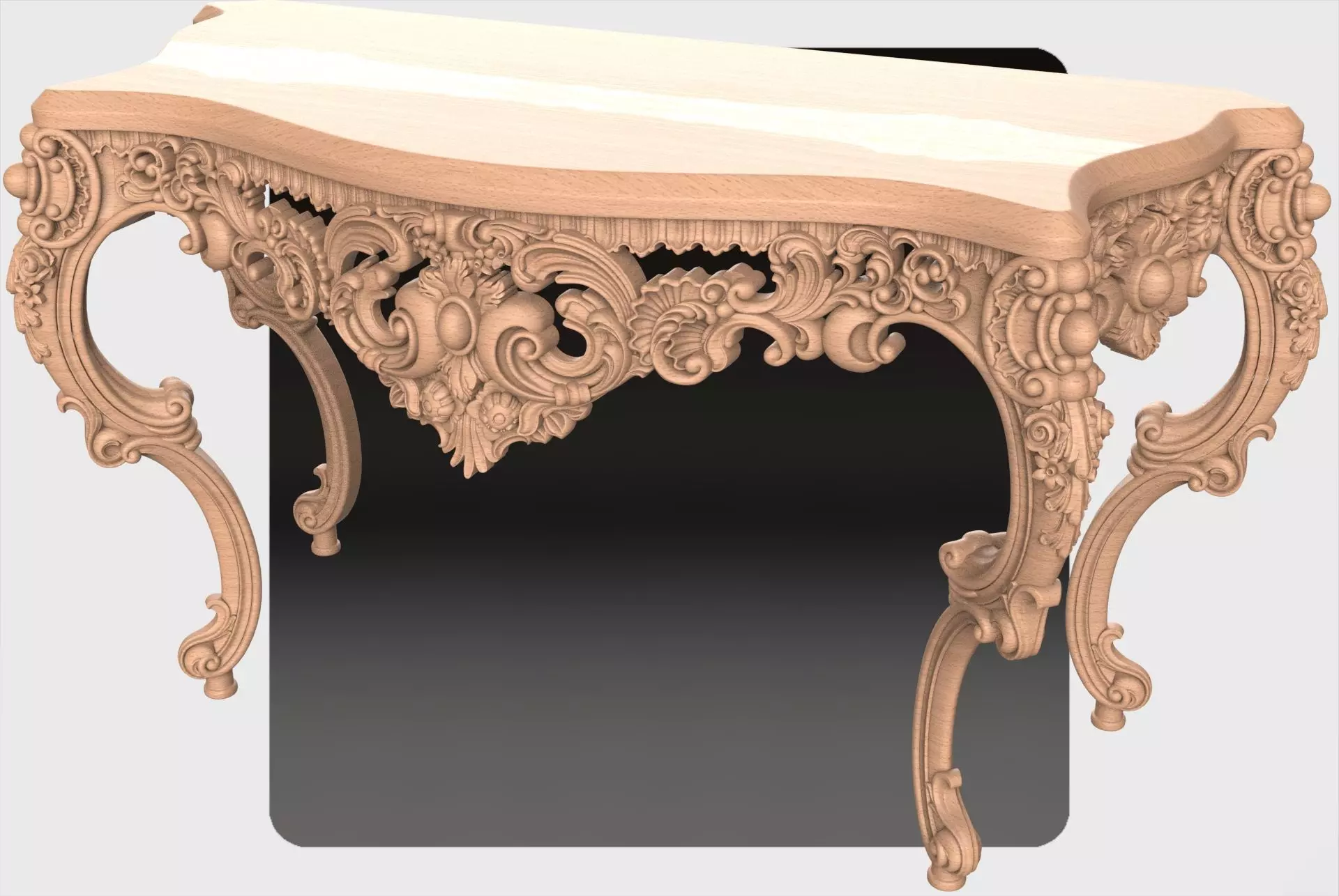 Carved console 4 leg table for CNC 03  3D model_0