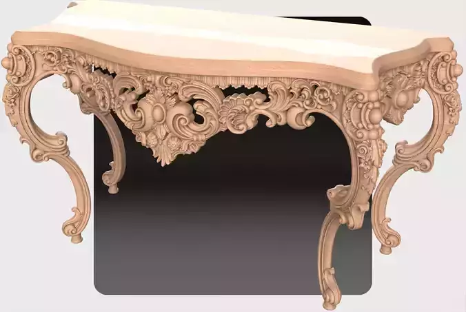 Carved console 4 leg table for CNC 03 