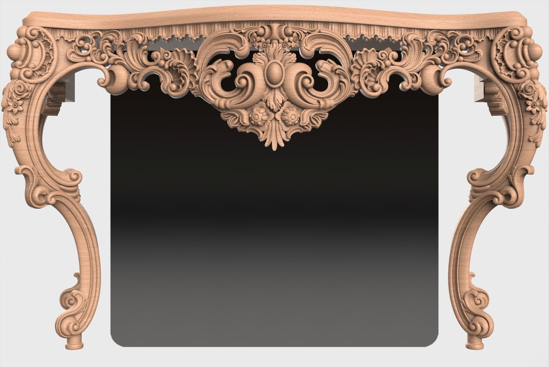 Carved console 4 leg table for CNC 03  3D model_1