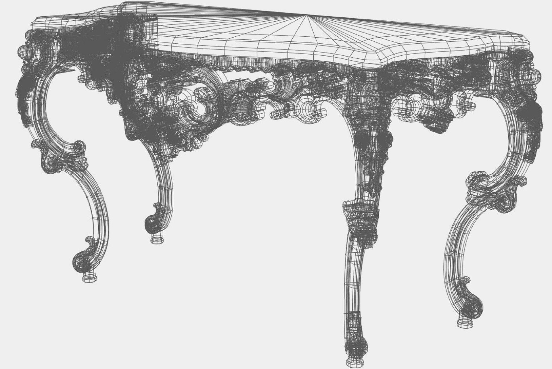 Carved console 4 leg table for CNC 03  3D model_5