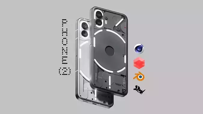 NOTHING Phone 2 2023 - dark grey and white - HQ 3D Model