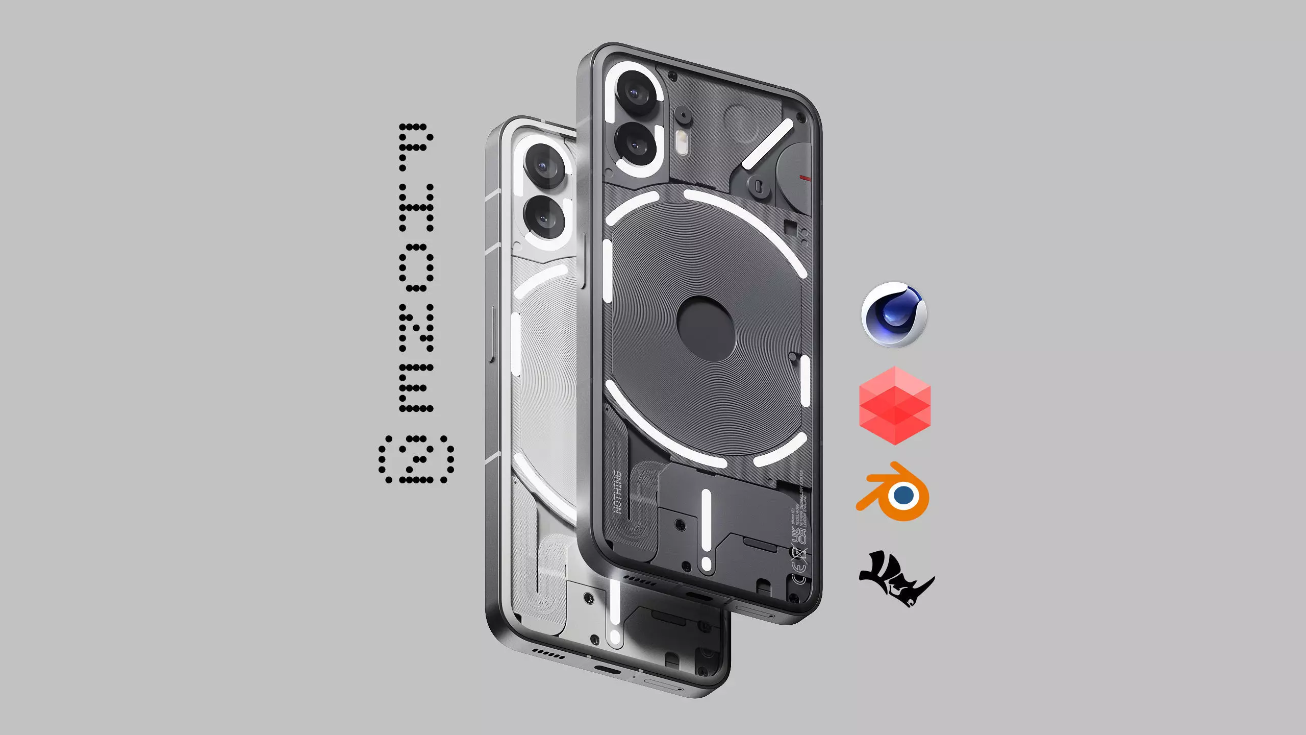 NOTHING Phone 2 2023 - dark grey and white - HQ 3D Model 3D model_0