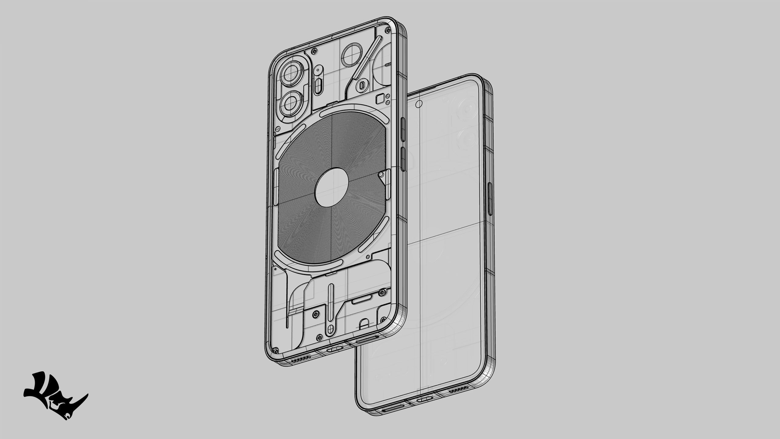 NOTHING Phone 2 2023 - dark grey and white - HQ 3D Model 3D model_8