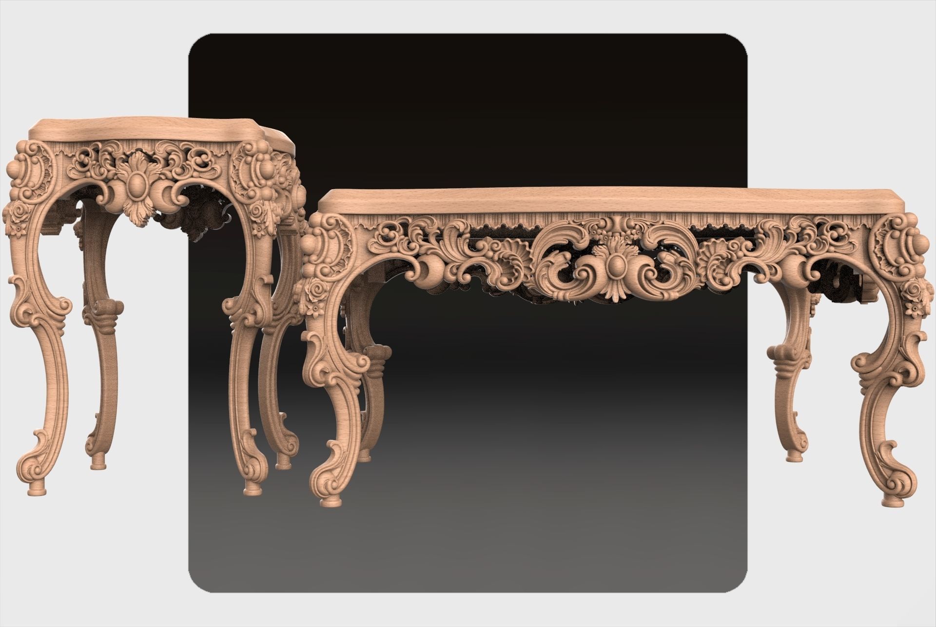 Carved tea table for CNC 03 3D model_1
