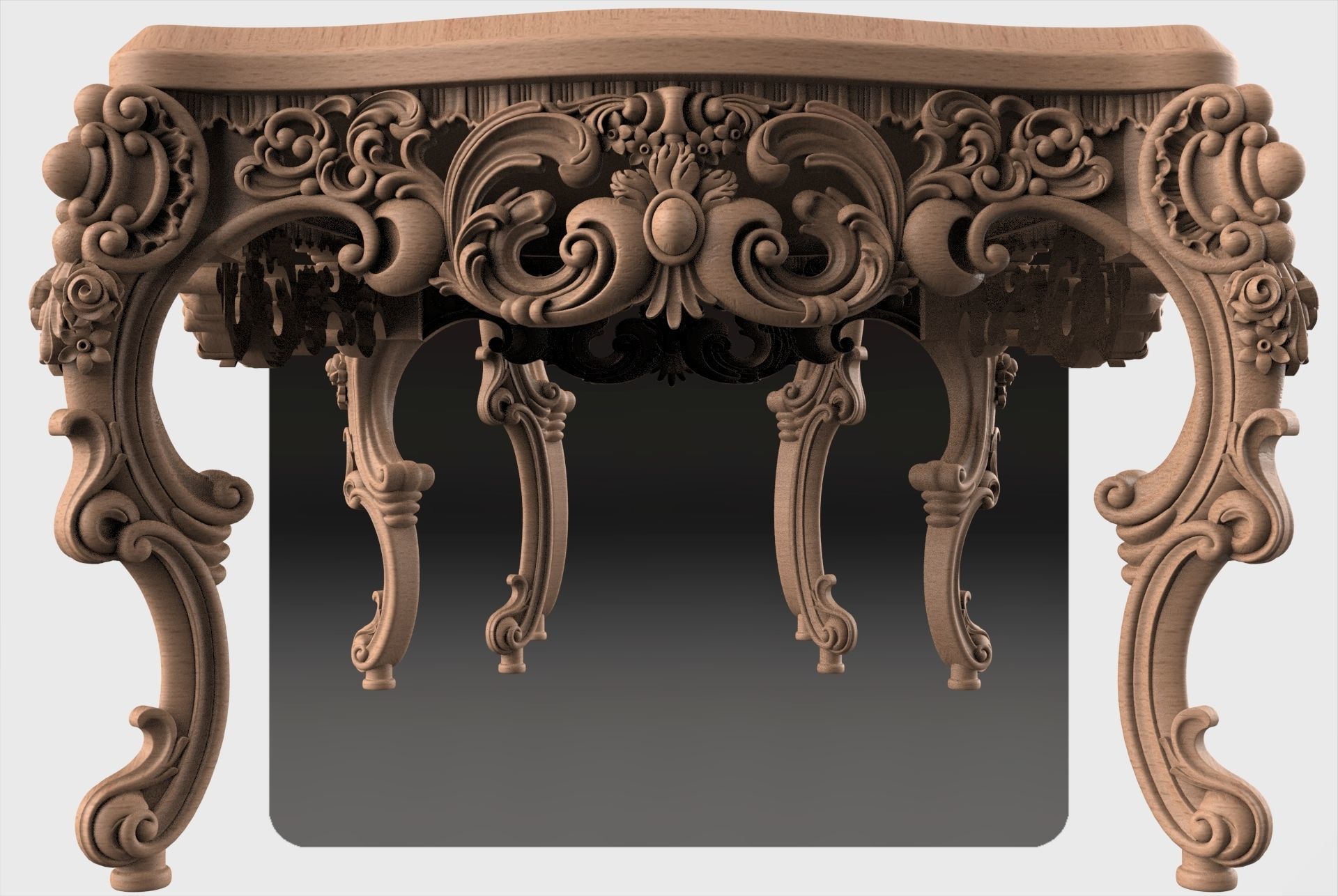 Carved tea table for CNC 03 3D model_2