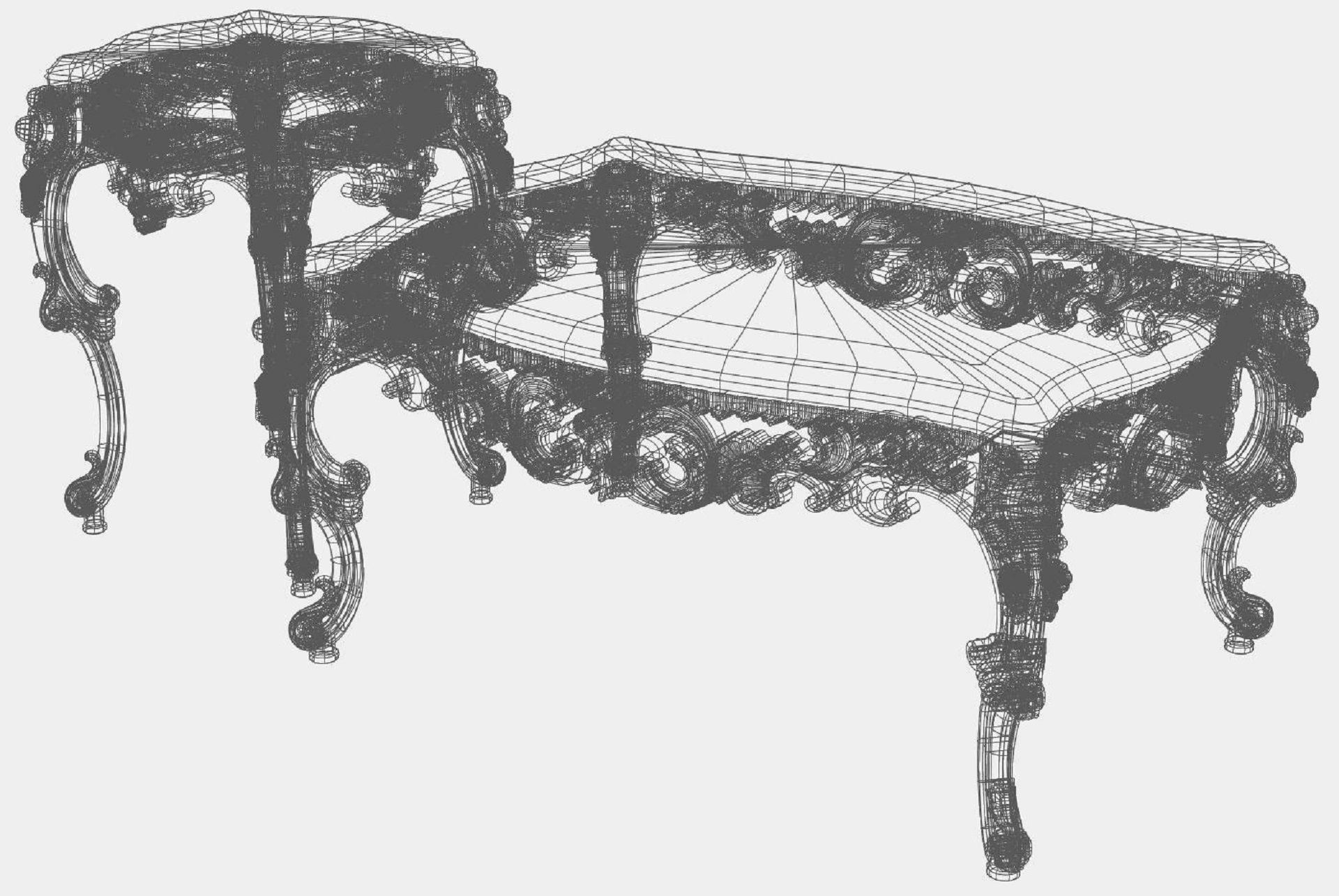 Carved tea table for CNC 03 3D model_5