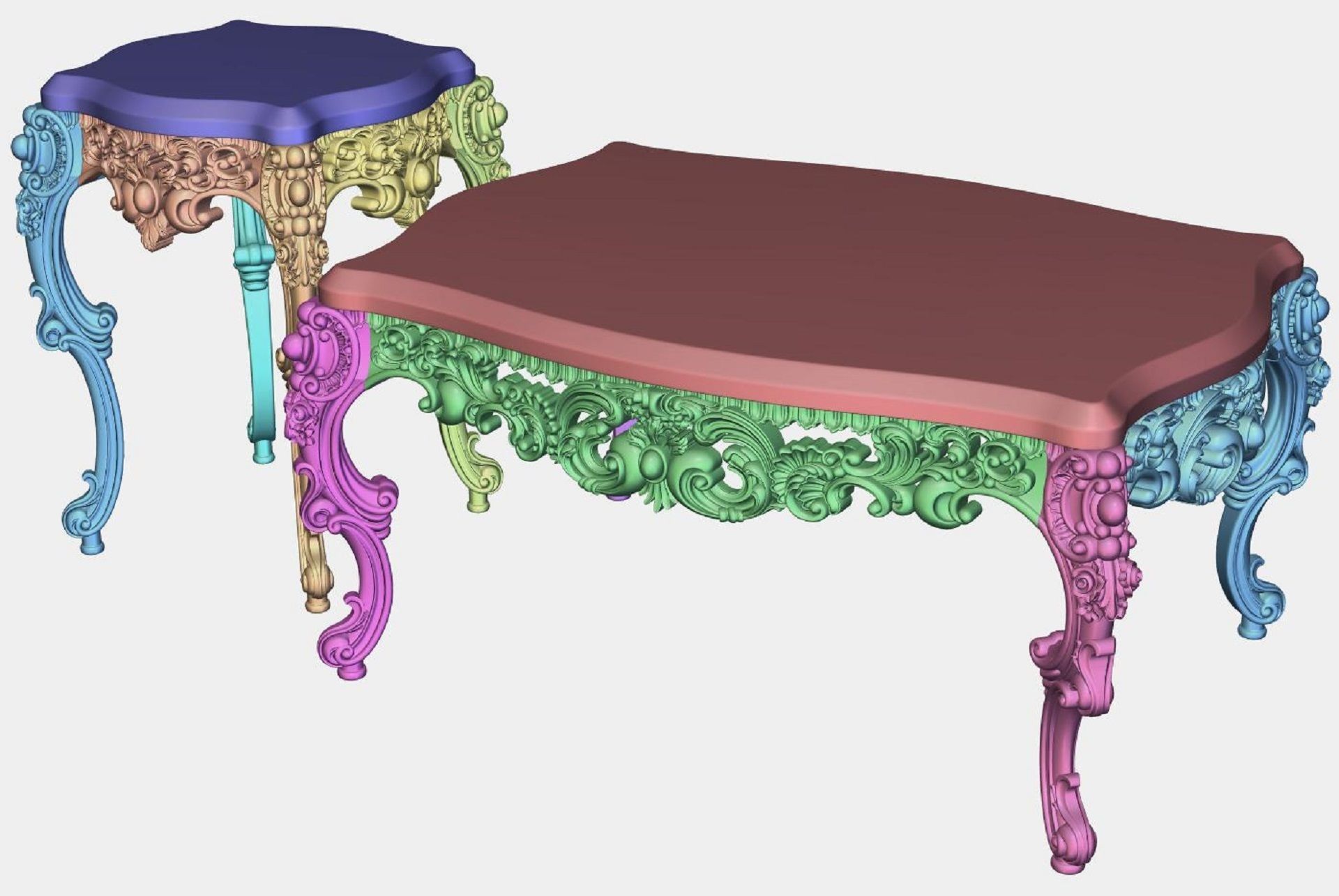 Carved tea table for CNC 03 3D model_4