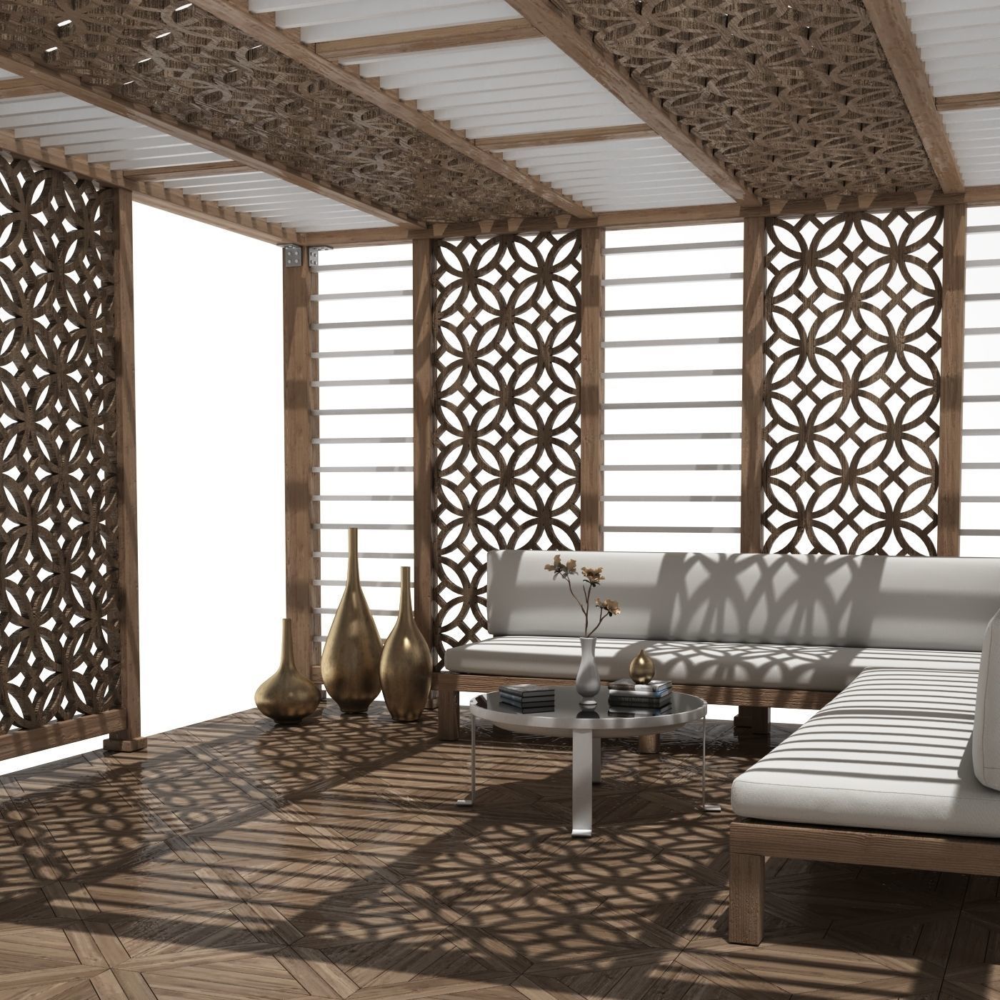 Gazebo outdoor furniture set  3D model_3