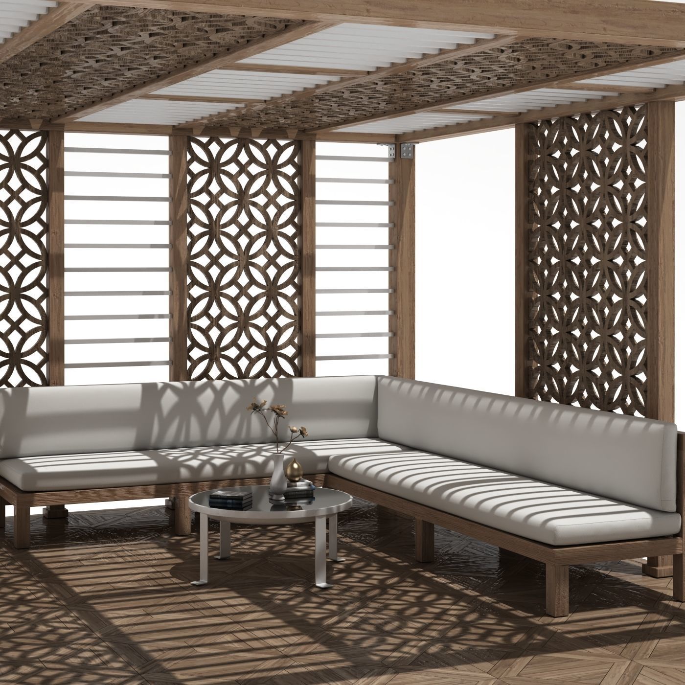 Gazebo outdoor furniture set  3D model_2