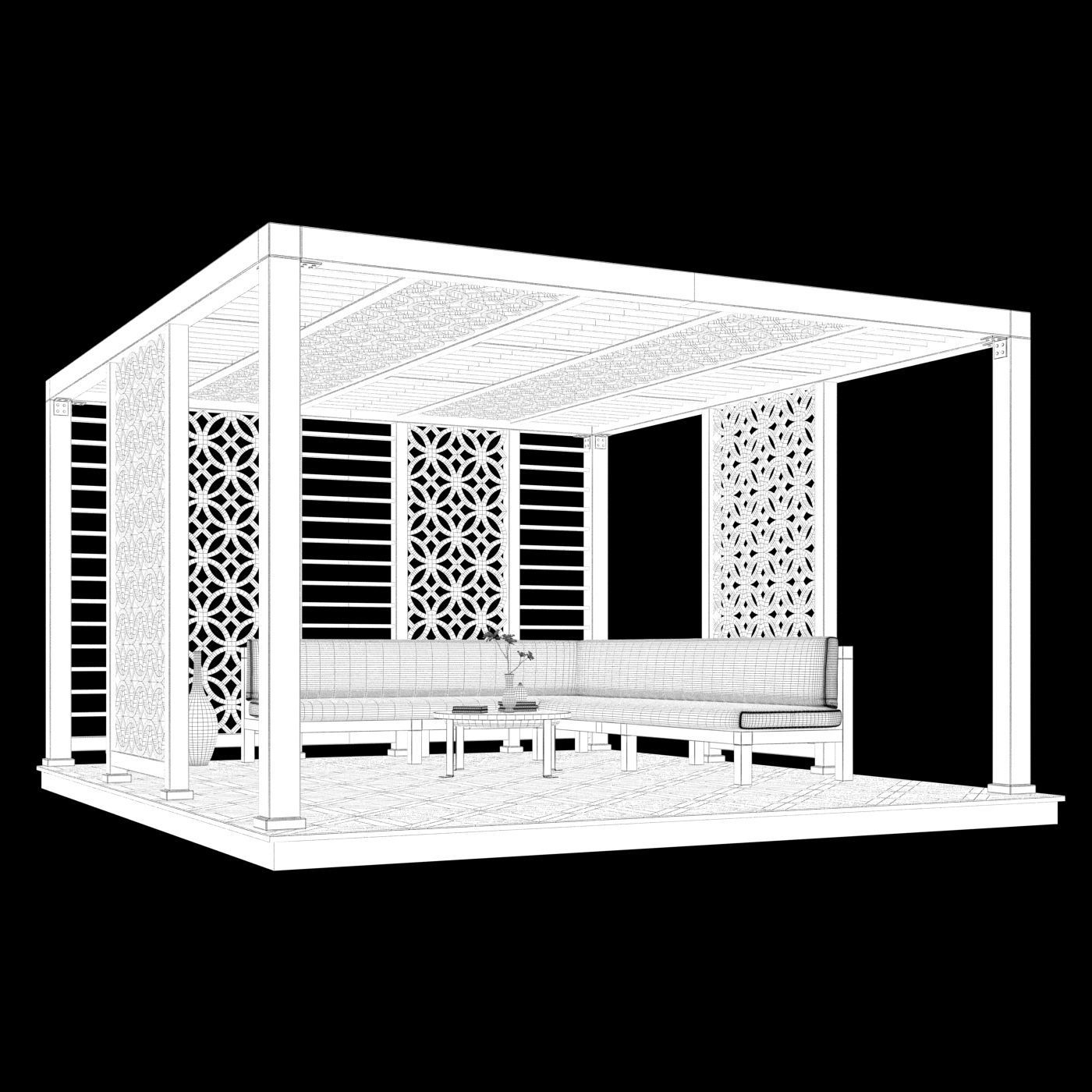 Gazebo outdoor furniture set  3D model_6