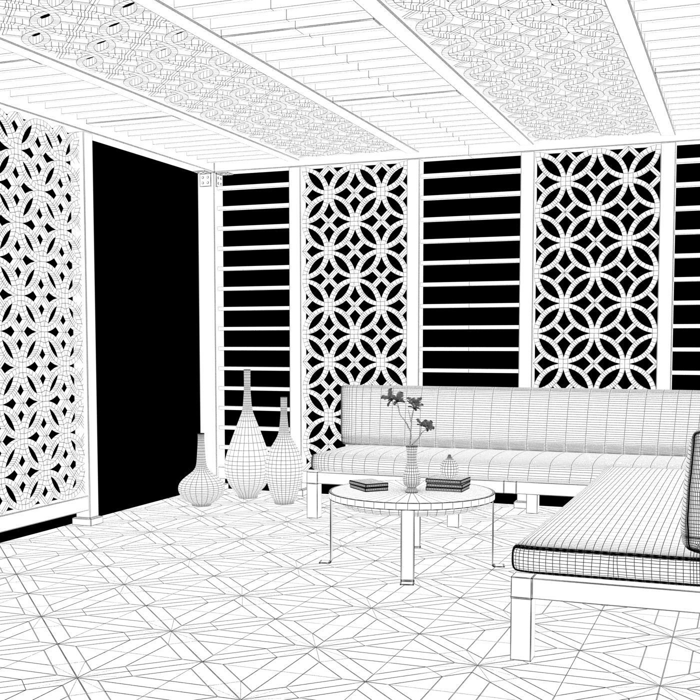 Gazebo outdoor furniture set  3D model_7