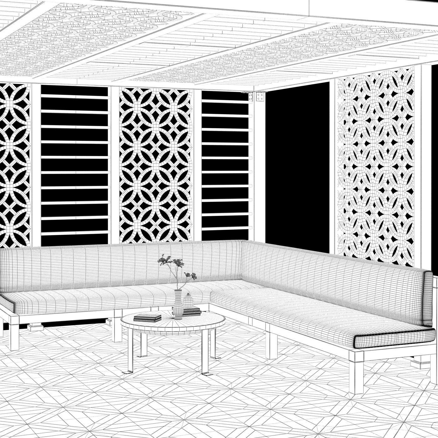 Gazebo outdoor furniture set  3D model_4
