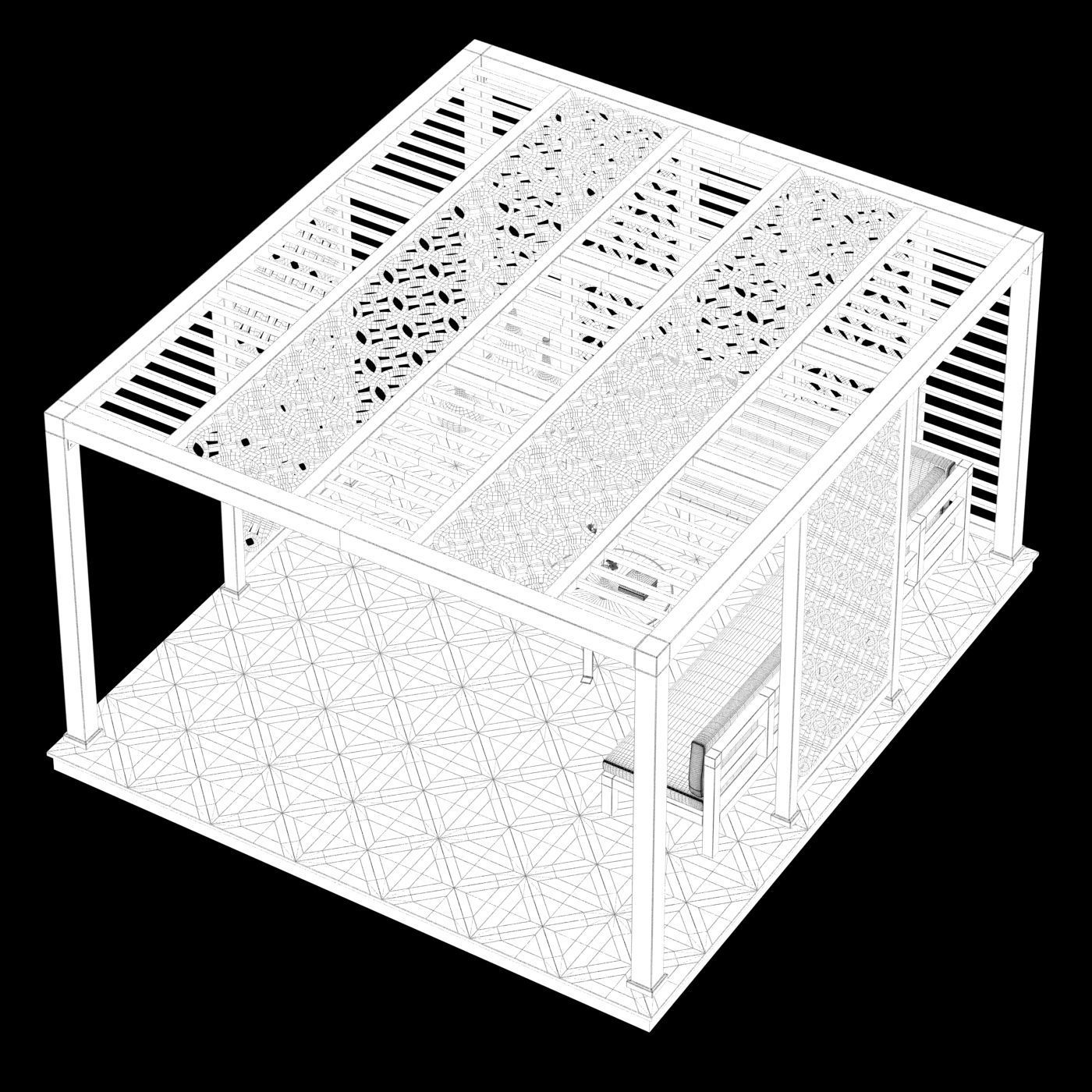Gazebo outdoor furniture set  3D model_5
