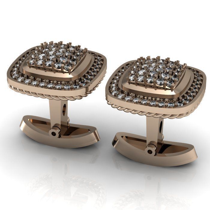 daimond cufflinks 3D print model_2