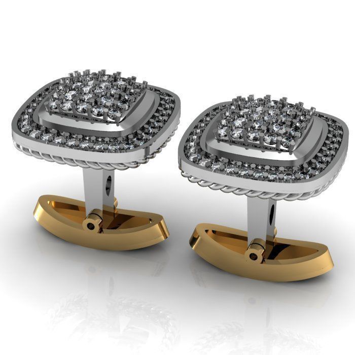 daimond cufflinks 3D print model_4