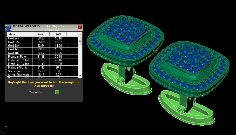 daimond cufflinks 3D print model_12